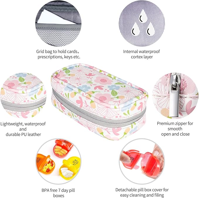 Serfeymi Weekly Travel Pill Organizer 2 Times A Day AM PM Upgraded Rainbow Pill - Image 3