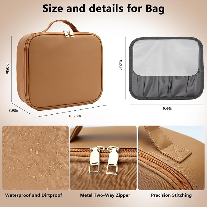Travel Makeup Bag with LED Mirror Travel Makeup Organizer with 3 Lighted - Image 5