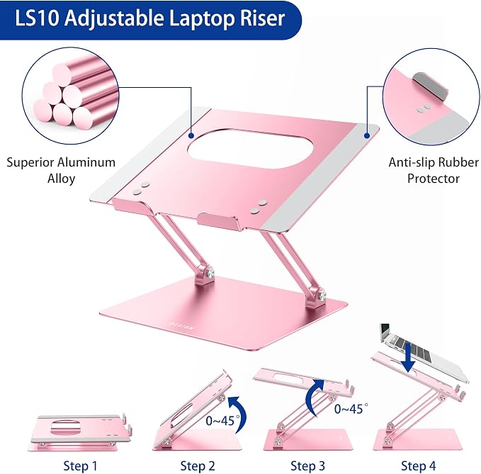 BESIGN LS10 Aluminum Laptop Stand, Ergonomic Adjustable Notebook Stand - Image 6