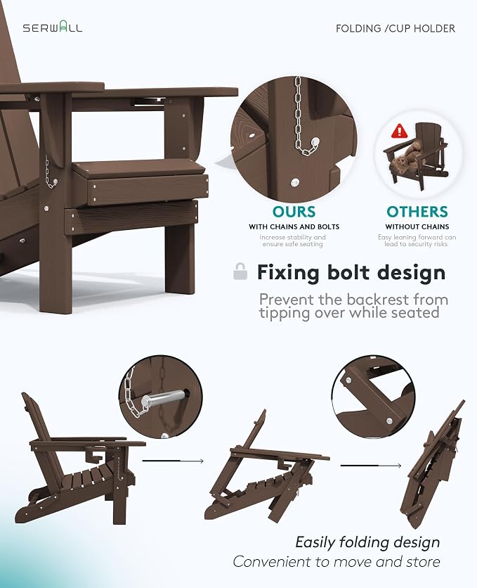 SERWALL Adirondack Chair with Cup Holders - Image 6