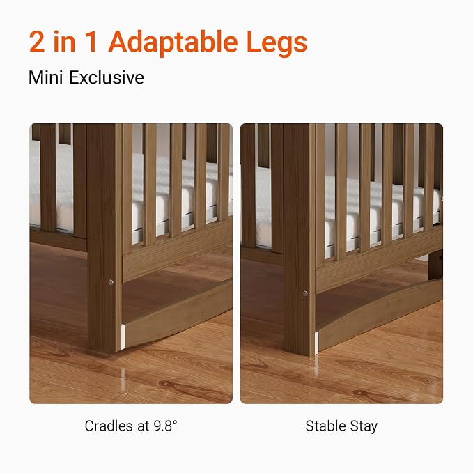 EvoNest Baby Crib, 6 in 1 Convertible Mini Crib - Image 9