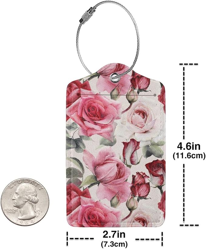 2PC Red Rose Flower Luggage Tag - Image 4