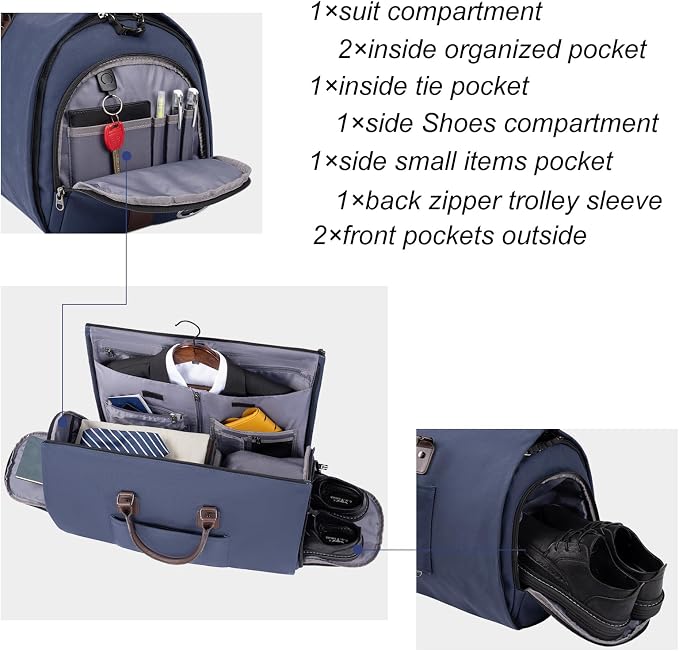 Modoker Garment Convertible Weekender Bag, Carry on Canvas Garment Duffle Bag - Image 3