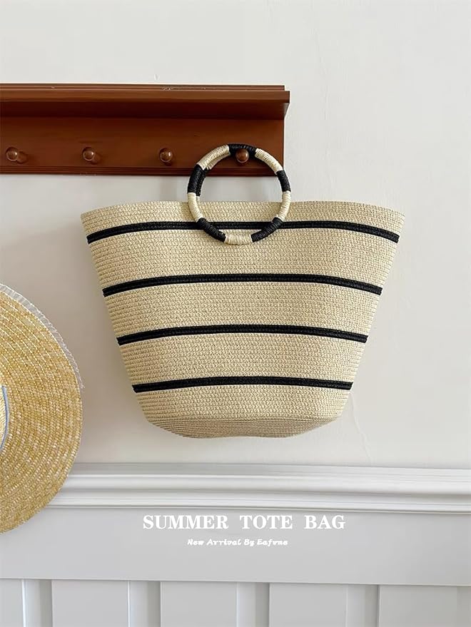Beach Bags for Women Straw Tote Bag Summer Beach Bag Large Woven Straw Tote for - Image 8