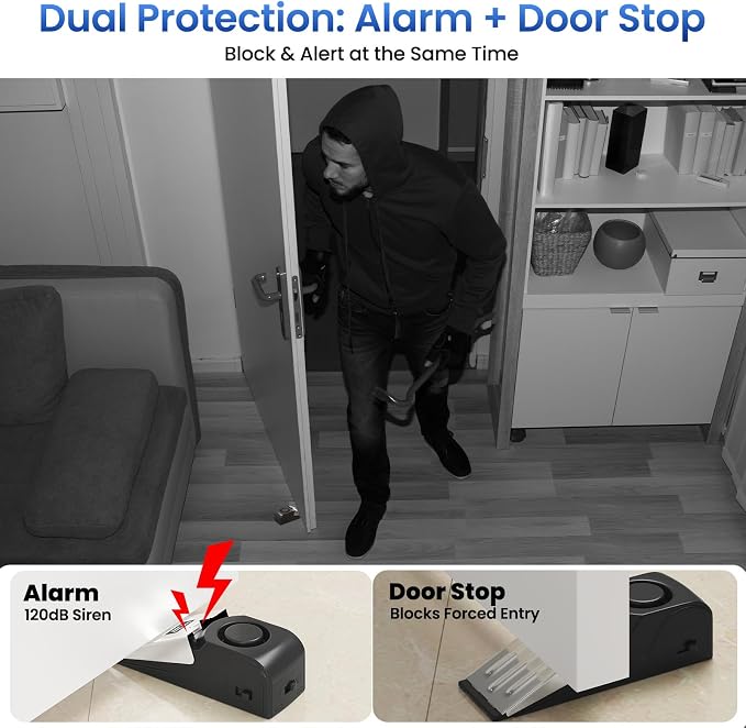 HOSOM 2 Pack Door Stop Alarm for Home & Travel Safety, 120dB Loud Siren Door - Image 3