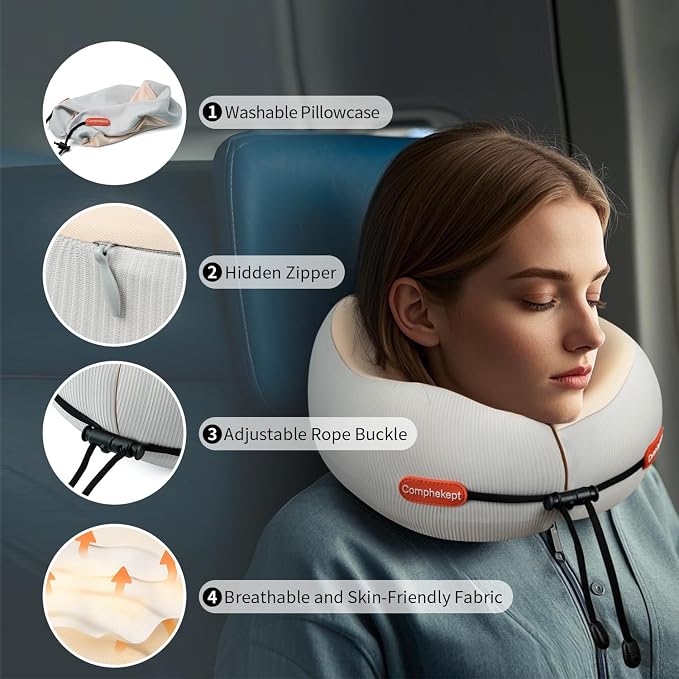 Thickened Travel Neck Pillow for Airplanes for Women, Adjustable Right Amount - Image 2