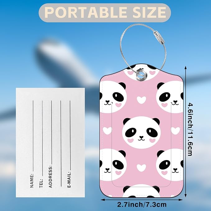 2 Pcs Cute Panda and Heart Luggage Tags - Image 2