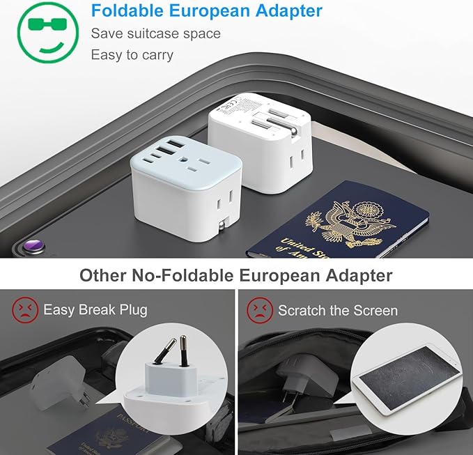 US to India Travel Plug Adapter, Foldable India Power Adapter - Image 6