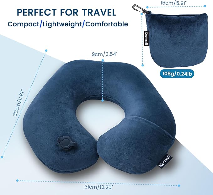 Travel Neck Pillow for Airplane, Compact Inflatable Neck Pillow for Traveling - Image 8