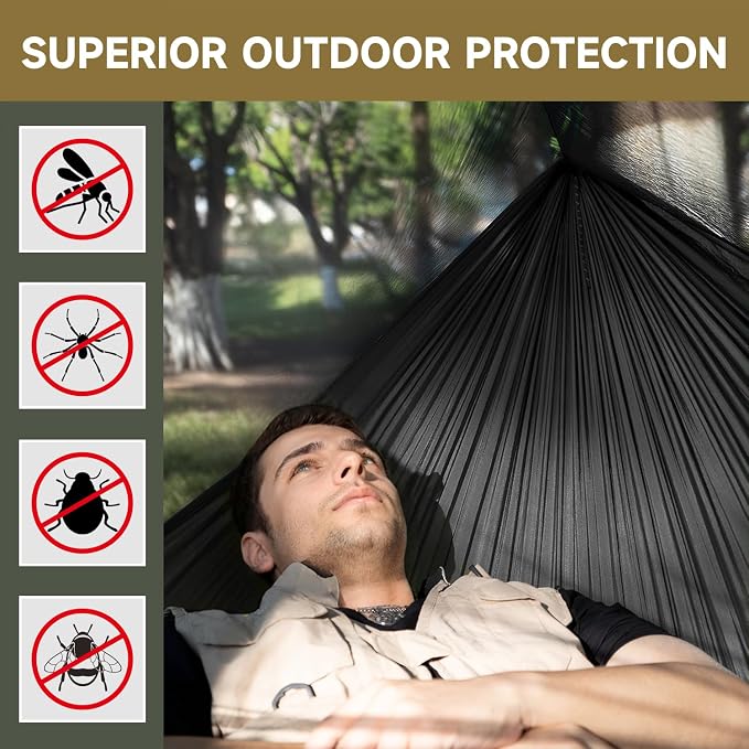 Camping Hammock with Mosquito Net and Ridge Rope, Extra Large - Image 4