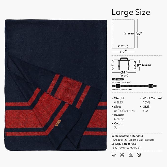 100% Wool Blanket, Military Wool Blanket, Sporting Events, Survival Kits - Image 6