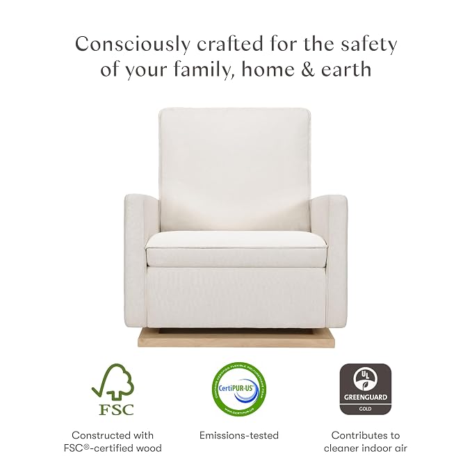 babyletto Cali Pillowback Chair and a Half Glider in Performance Cream Eco-Weave - Image 4