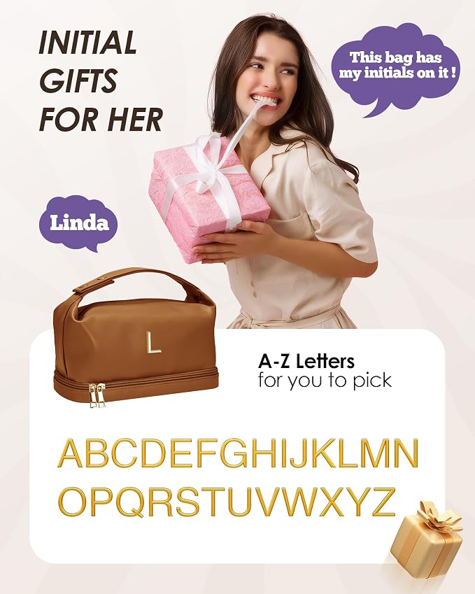 Gifts for Women Birthday, Monogrammed Makeup Bag - Image 7