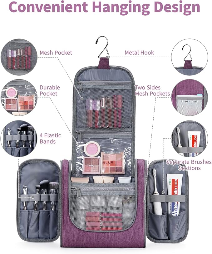 Hanging Toiletry Bag for Women Travel Makeup Bag Organizer Toiletries Bag for - Image 2