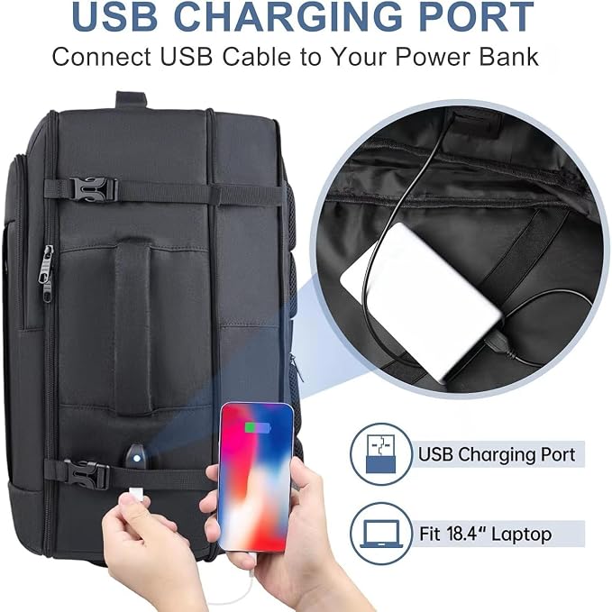 55L Carry On Backpack, Extra Large Travel Backpack - Image 6