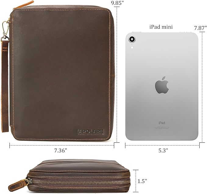 Polare Full Grain Leather Travel Cable Organizer Case Electronics Accessories - Image 2