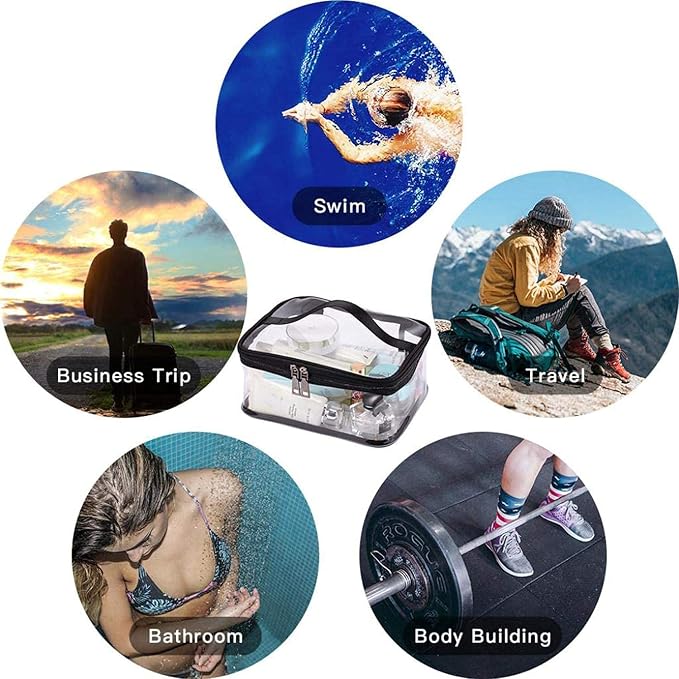 Black Transparent Cosmetic Bag Waterproof Handbag Portable Travel Work Make Up - Image 6