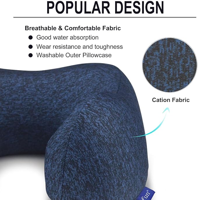 napfun Neck Pillow for Traveling, Upgraded Travel Neck Pillow for Airplane 100% - Image 3