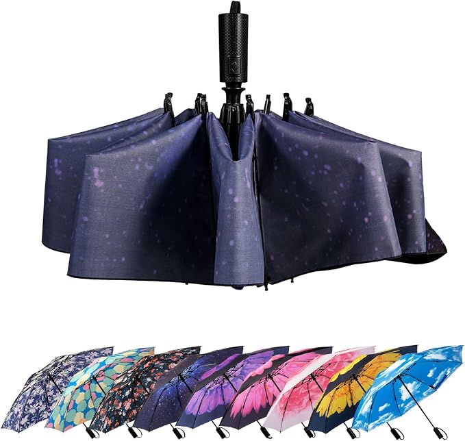 LANBRELLA Compact Reverse Folding Umbrella Auto Windproof Travel Umbrella by LANBRELLA
