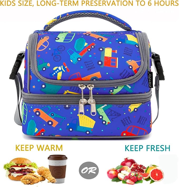 FlowFly Kids Double Decker Cooler Insulated Lunch Bag Large Tote - Image 2