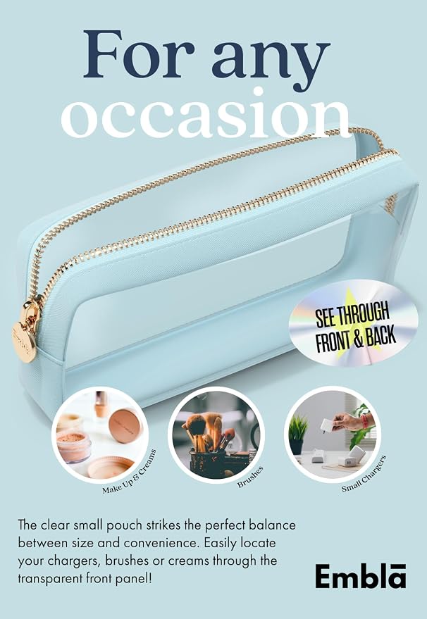 Clear Makeup Bag Zipper Pouch, Transparent Cosmetic Case Organizer, TSA - Image 4
