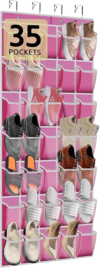 35 Pocket Over the Door Shoe Organizer, Reusable Breathable Large Mesh Bag by Unknown