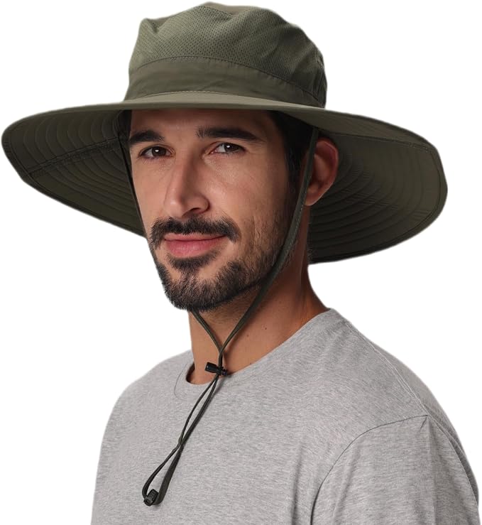 Home Prefer UPF50+ Mens Sun Hat Wide Brim Fishing Hat Foldable Large Brim UV by HomePreferHatsCaps