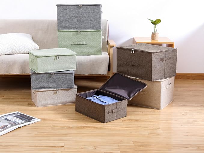 ANMINY Storage Bins with Zipper Lids 36 Qt Lidded Fabric Storage Boxes Baskets - Image 8