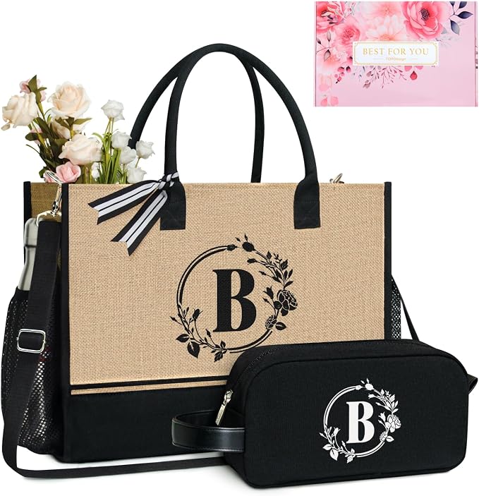 TOPDesign Personalized Initial Canvas Tote Bag, by TOPDesign