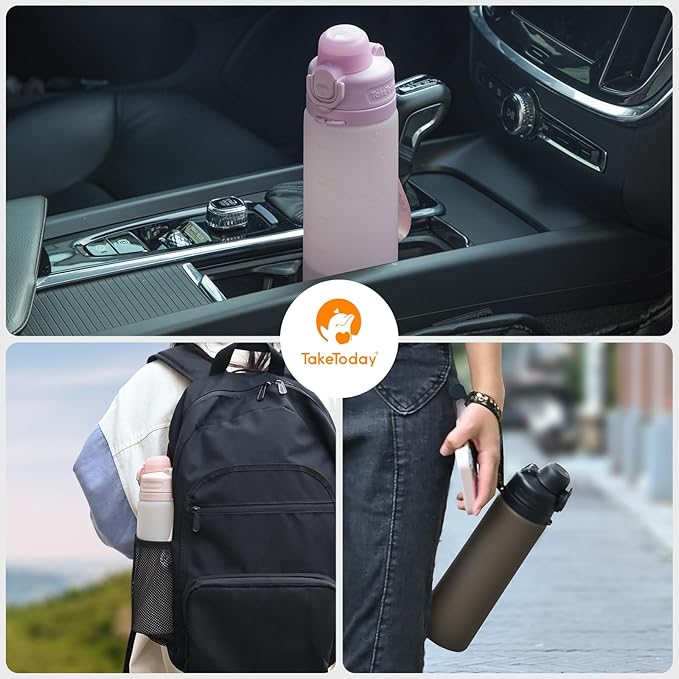 TakeToday Collapsible Water Bottles 20oz, Leak Proof, Foldable Silicone Travel - Image 4
