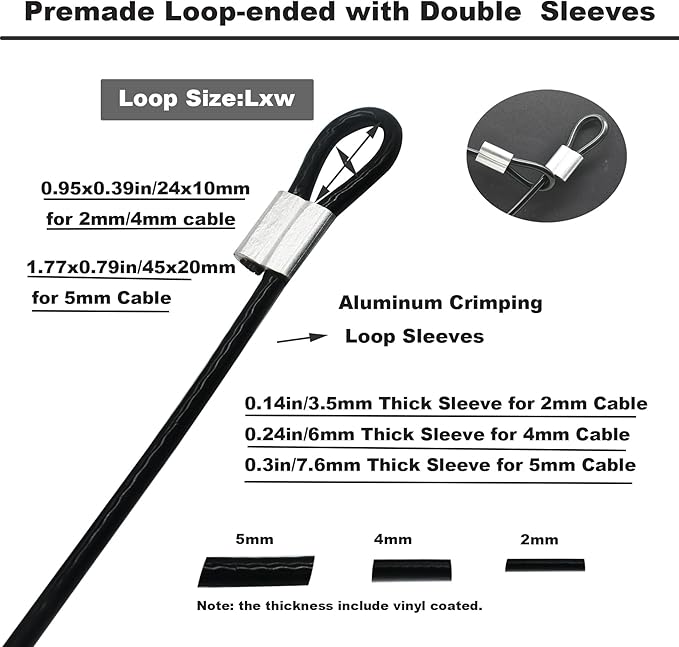 5 Pcs 5mm Wire 24 inch Vinyl Coated Stainless Steel Cable - Image 3