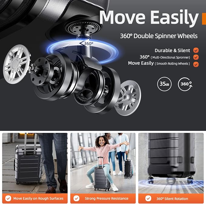 SHOWKOO Luggage Sets Expandable PC+ABS Durable Suitcase Double Wheels TSA Lock - Image 3