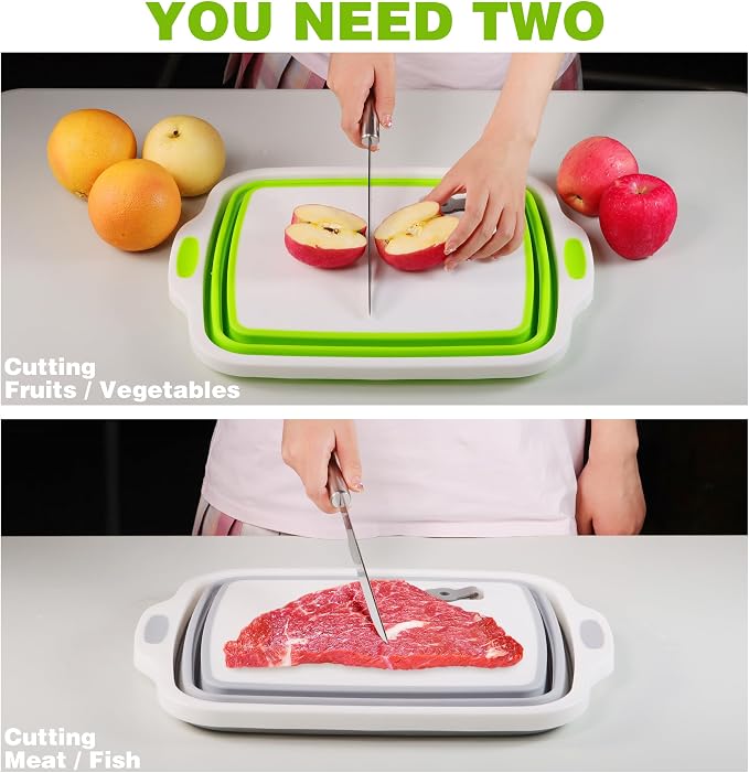 2 Pack Collapsible Cutting Board, Foldable Dish Tub - Image 3