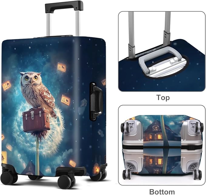 Owl Luggage Cover Washable Suitcase Protector Anti-Scratch, Stretchable Fit - Image 2