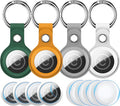 RFUNGUANGO Airtags Holder Keychain Keyring, 4 Pack Leather Case Cover by RFUNGUANGO