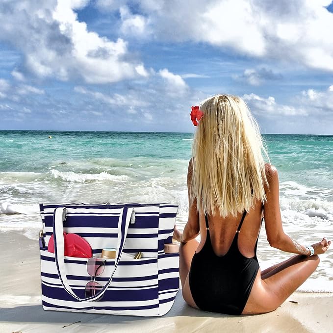 LEDAOU Beach Bag Waterproof Sandproof Women Tote Bag Pool Bag - Image 9