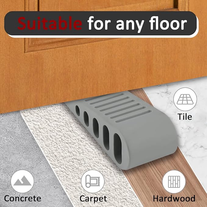 JQK Rubber Door Stopper Wedge, Wooden Floor, DSB61-GY-P2 - Image 4
