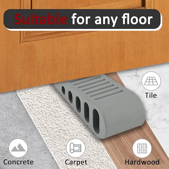 JQK Rubber Door Stopper Wedge, Wooden Floor, DSB61-GY-P4 - Image 4