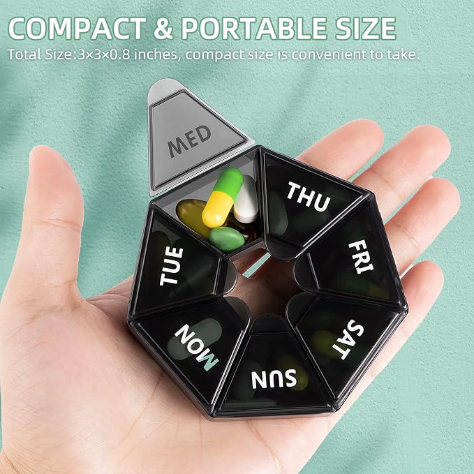 Gelibo, Weekly Pill Organizer, 2 Pack Portable Travel Pill Box Dispenser - Image 7