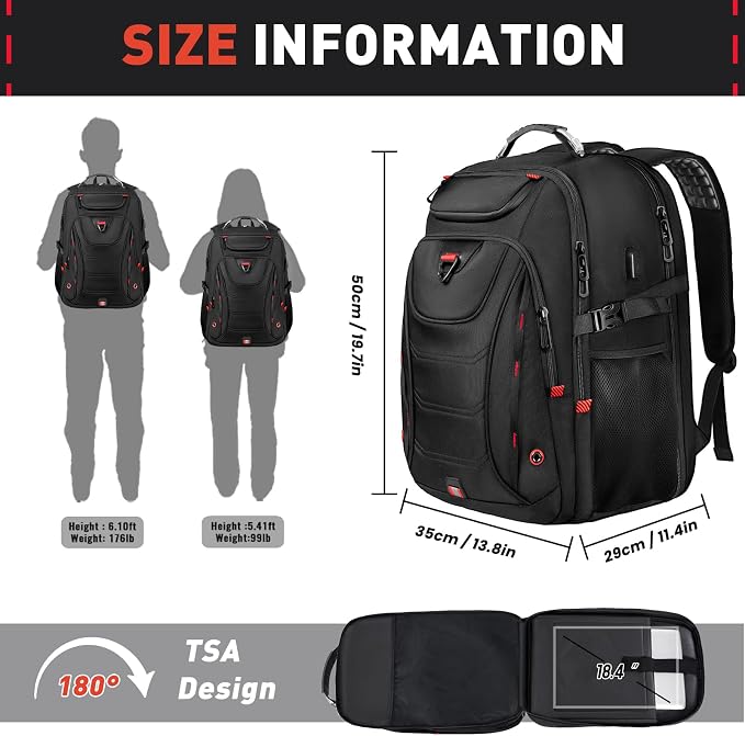 Z-MGKISS 55L Extra Large Travel Backpack, 18.4 Inch Laptop Backpack - Image 2