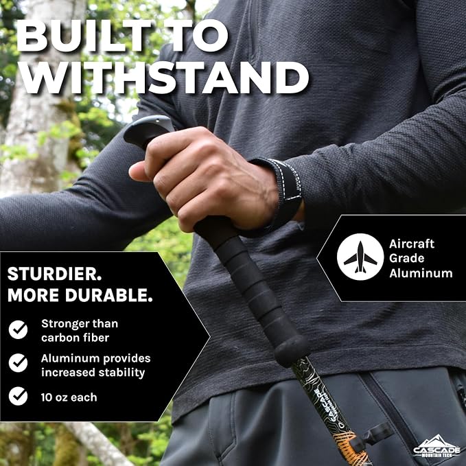Cascade Mountain Tech Lightweight Aircraft-Grade Aluminum Trekking Poles - Image 2