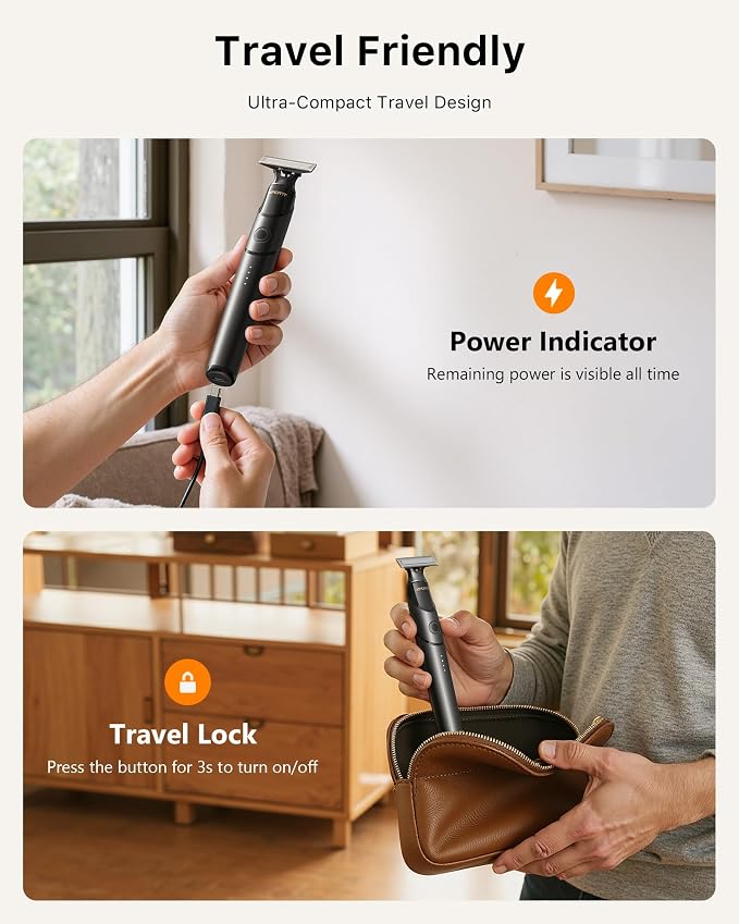 USB-C Fast Charging, Groin & Ball Hair Painless Electric Shaver, Travel Razors - Image 9