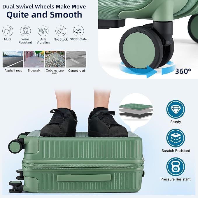 Hard Shell Suitcases Expandable Travel Luggage Sets 2 Piece, Carry on and Check - Image 6