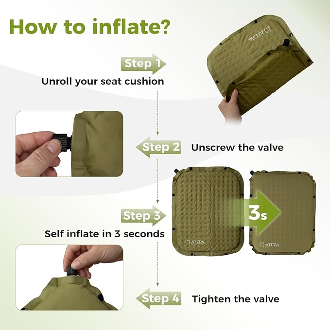 ATEPA Inflatable Stadium Seat Cushion, Self-Inflating Memory Foam Stadium Seats - Image 4