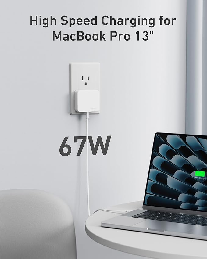 Nekmit 67W Flat USB C Charger Block, 3-Port GaN Fast Wall Charger, USB C Wall - Image 2