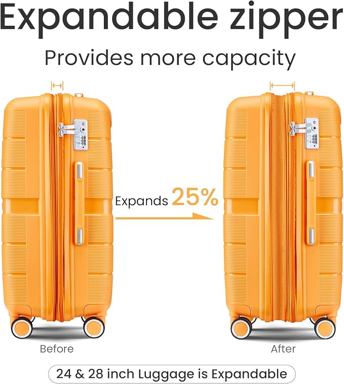 Campfun Luggage 4 Piece Sets, Expandable Carry On Luggage Set Hardshell PP - Image 2