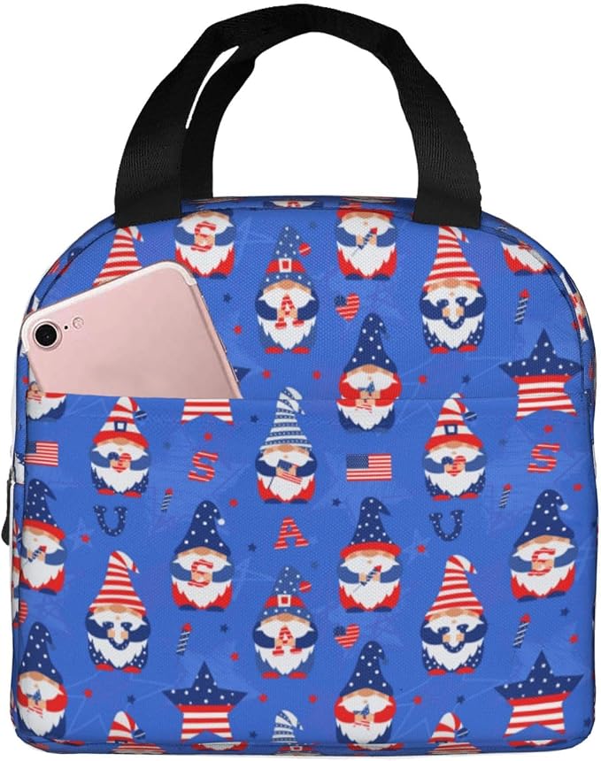 American Gnome Patriotic Lunch Box 4th of July Memorial Day Lunch Bag Insulated by DMPROD