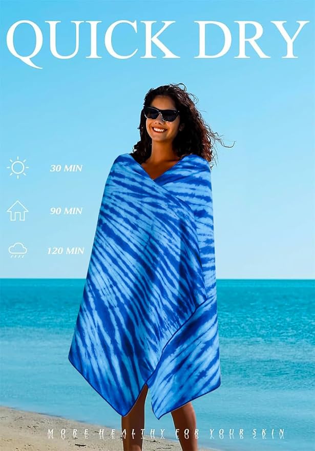 2 Pack Microfiber Lightweight Thin Beach Towel Sand Free Quick Dry Super - Image 6