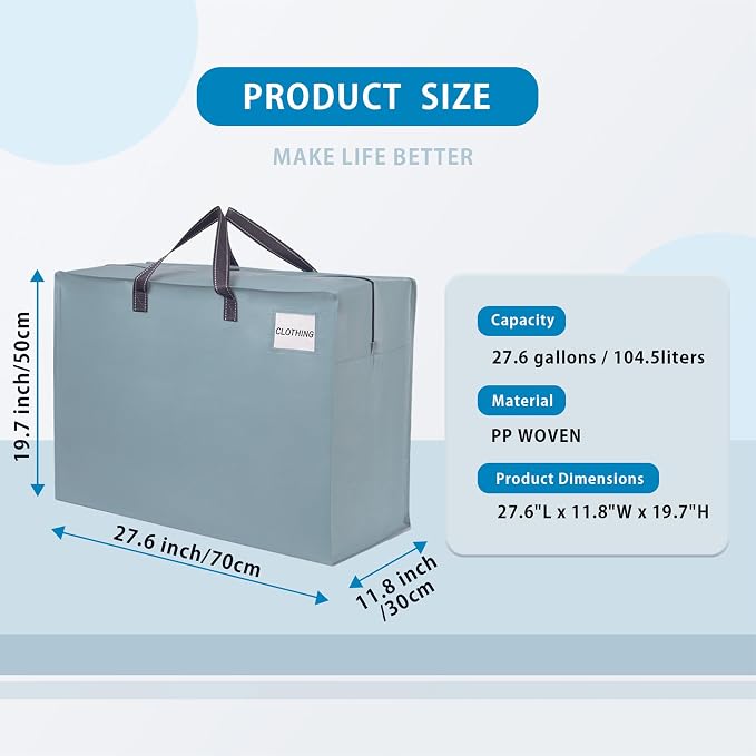 VENO 6 Pack Heavy Duty Moving Bags, Storage Bags, Packing Supplies, Top Zipper - Image 3