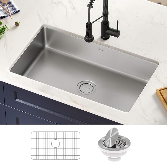 KRAUS Dex 32-inch Undermount 16 Gauge Stainless Steel Single Bowl Kitchen Sink - Image 2